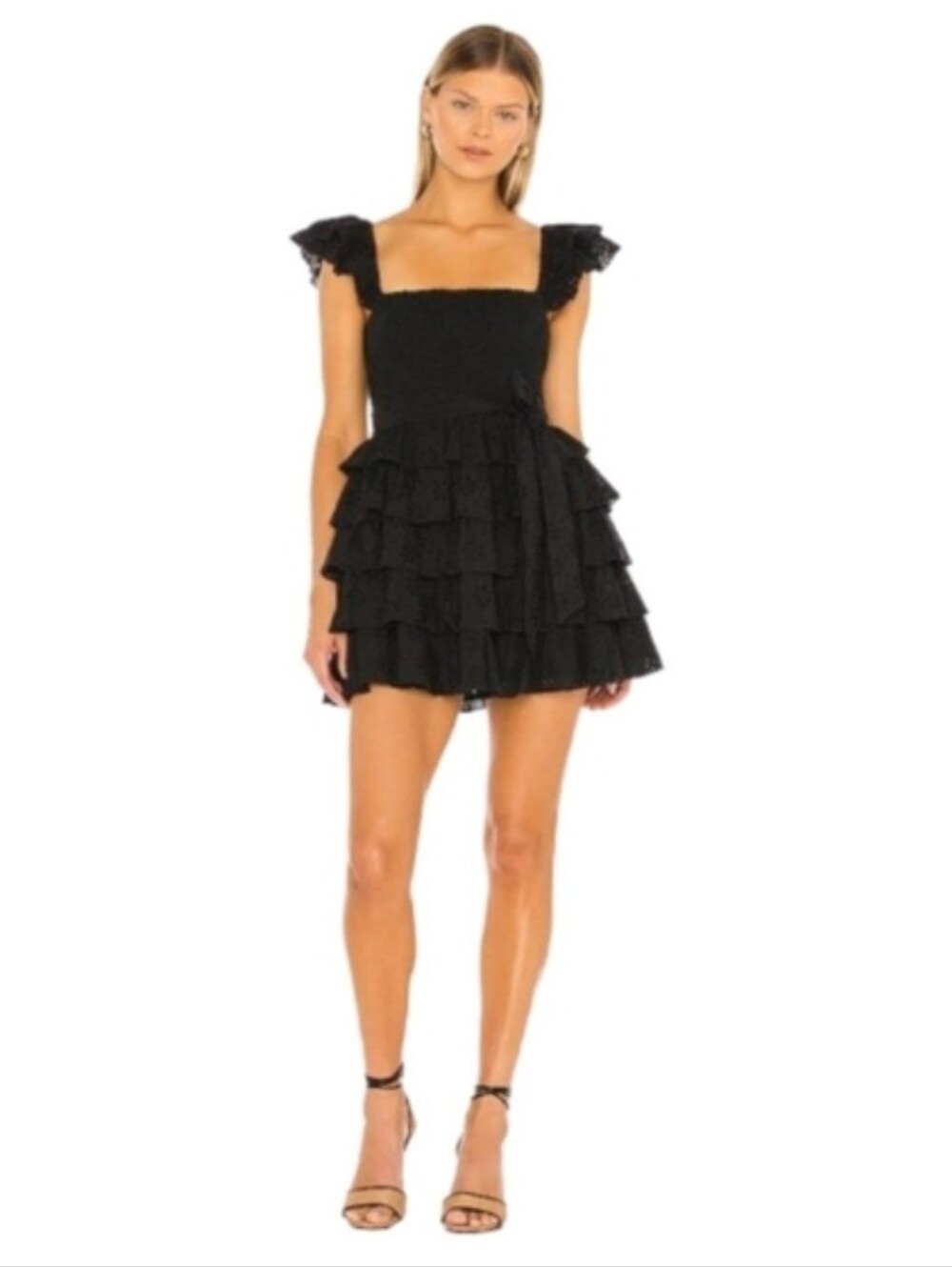 Tularosa Carlotta Smocked Bodice Mini Dress Black